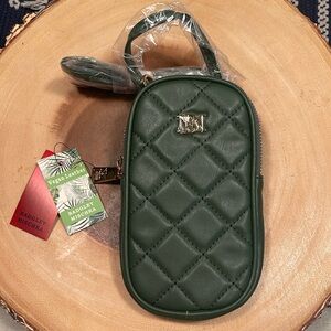 NWT badly Mishka, vegan leather chive, oval phone case with wallet pocke…